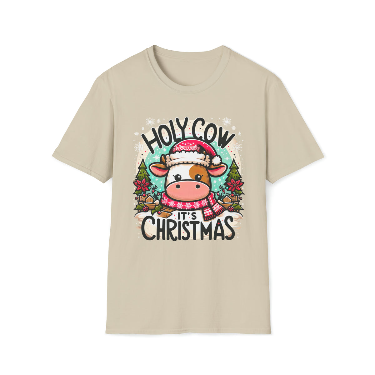Holy Cow It's Christmas Shirt | Cute Cow Shirt | Farm Girl Gift | Cow Christmas Shirt |  Unisex Soft Style T-Shirt