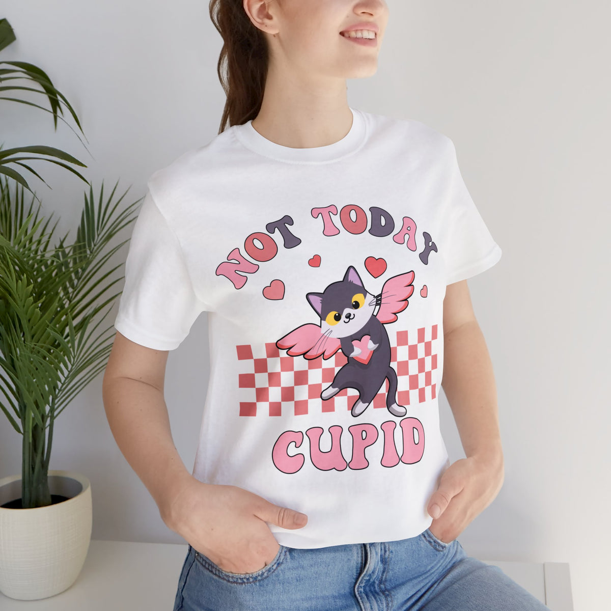 Not Today Cupid Galentines Day Shirt | Funny Valentines Day Gift | Unisex Jersey Short Sleeve Tee