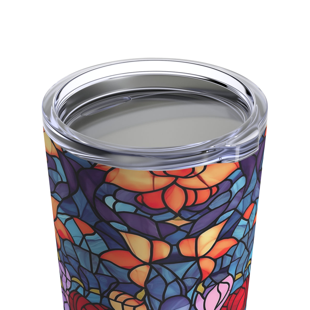 Valentine Heart Stained Glass Print Tumbler | Valentine Gift For Her | 20 oz Tumbler | Stainless Steel Insulated Travel Tumbler