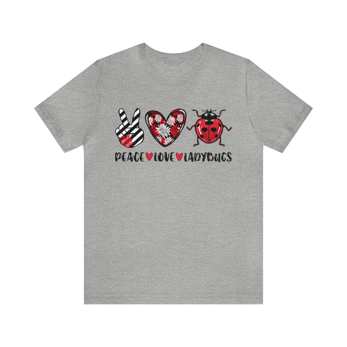 Peace Love Ladybugs Cute Lady Bug Shirt | Nature Gift | Unisex Jersey T-shirt