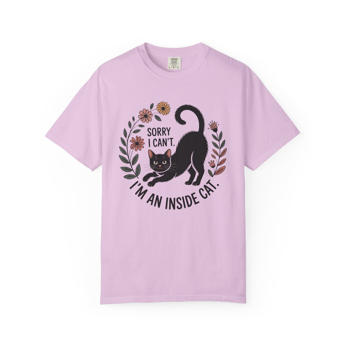 Indoor Cat Shirt | Black Cat Tee | Sorry I Can't I'm an Indoor Cat | Comfort Colors Cat Lover Shirt