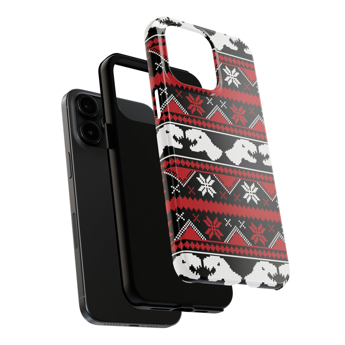 Funny Ugly Christmas iPhone Case | iPhone  15 14 13 12 11 Phone Case | Dinosaur Christmas Gift | Tough Impact-resistant Phone Case