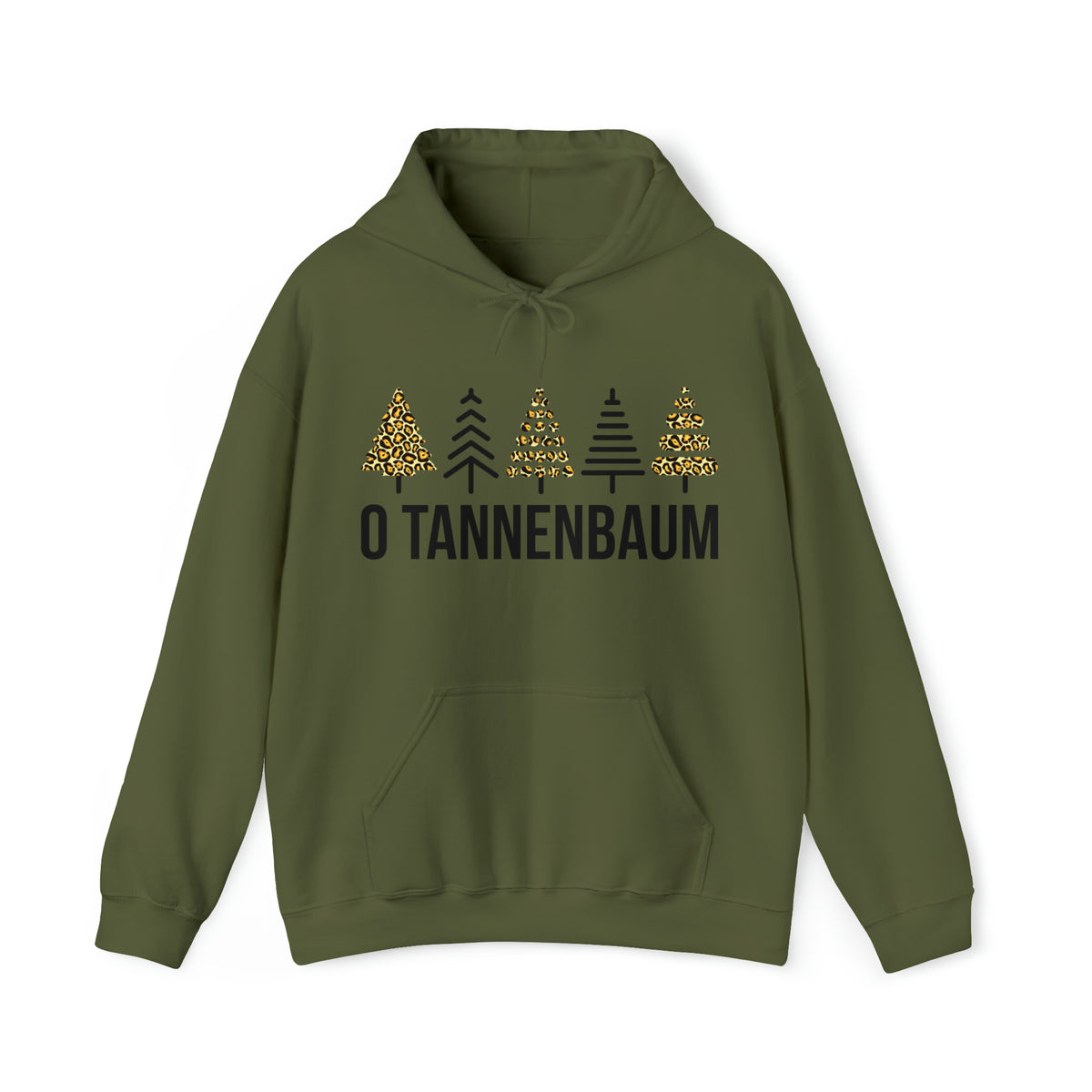 Tannenbaum Leopard Print Christmas Tree Shirt | German Christmas Gift | Unisex Hooded Sweatshirt