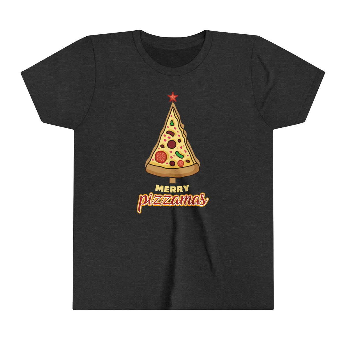 Merry Pizza Christmas Tree Shirt | Funny Pizza Lover Graphic Tees |Youth Short Sleeve Tee