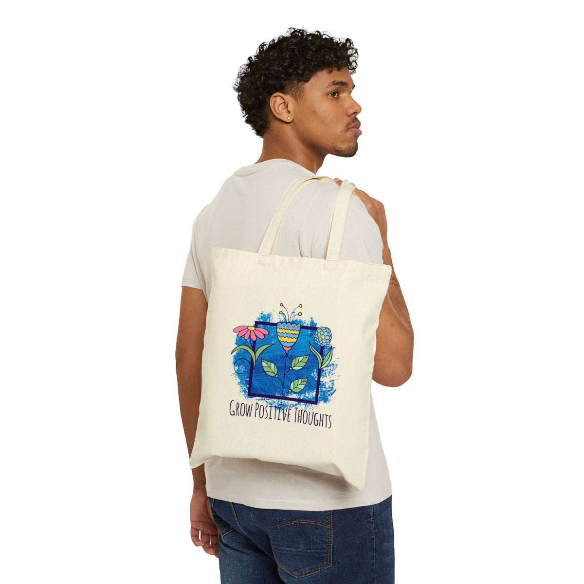 Positive Thoughts School Psychologist Shirt | Mindfulness Psychology Gift | Cotton Canvas Tote Bag