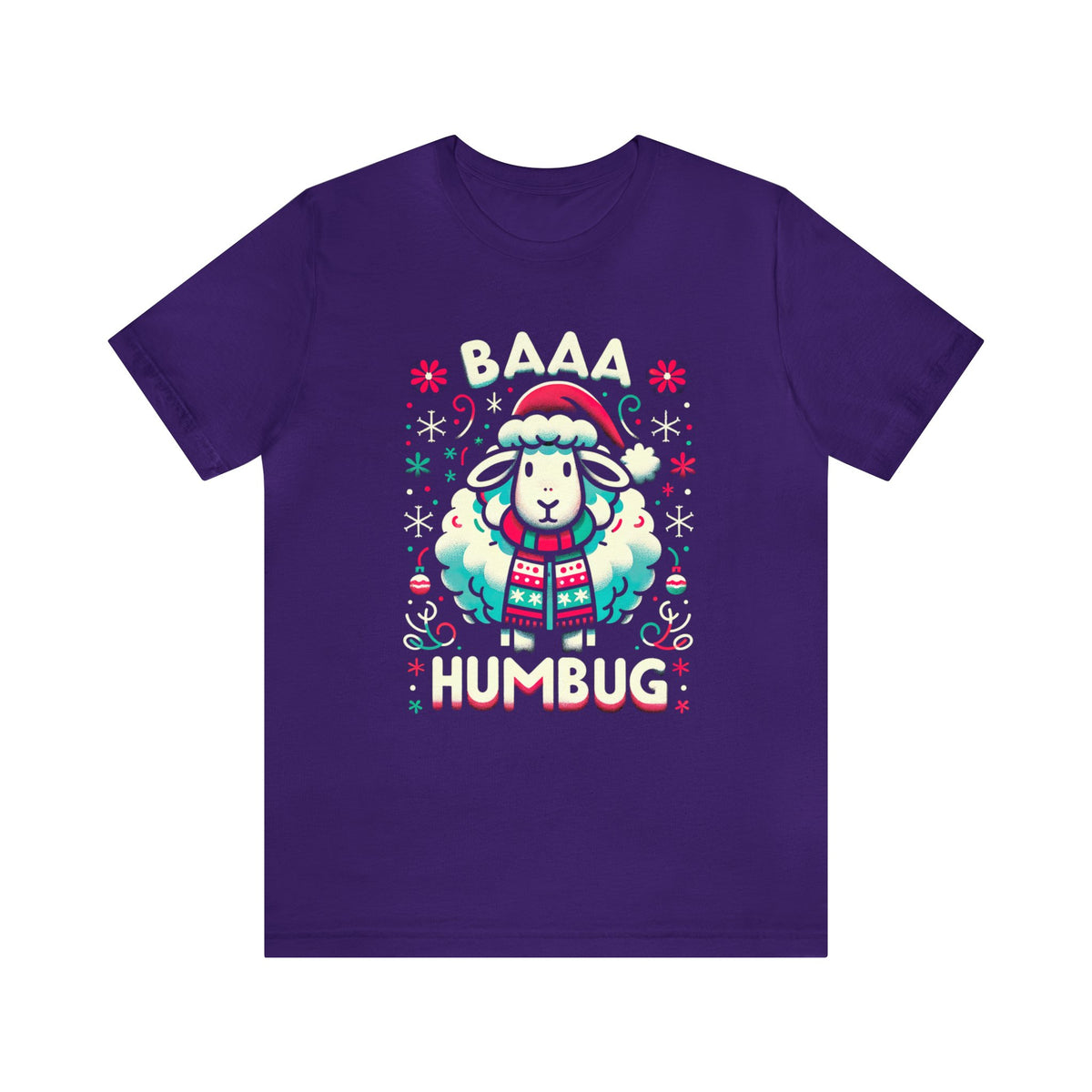 Baaa Humbug Cute Sheep Christmas Shirt | Funny Bah Humbug Christmas Gift | Unisex Jersey T-shirt