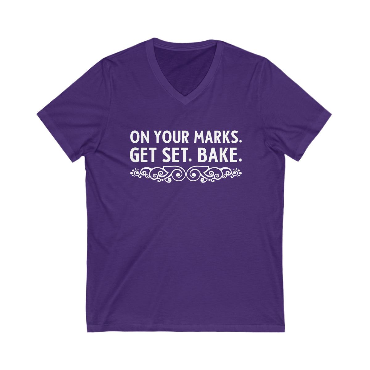 On Your Marks Get Set British Baking Shirt | Christmas Baker Gifts | British Version | Unisex Jersey Short Sleeve V-Neck T-shirt
