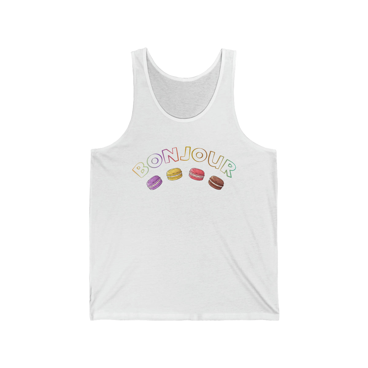 Bonjour French Macaron Cookie Baking Shirt | Macaron Baking Gift | Unisex Jersey Tank Top