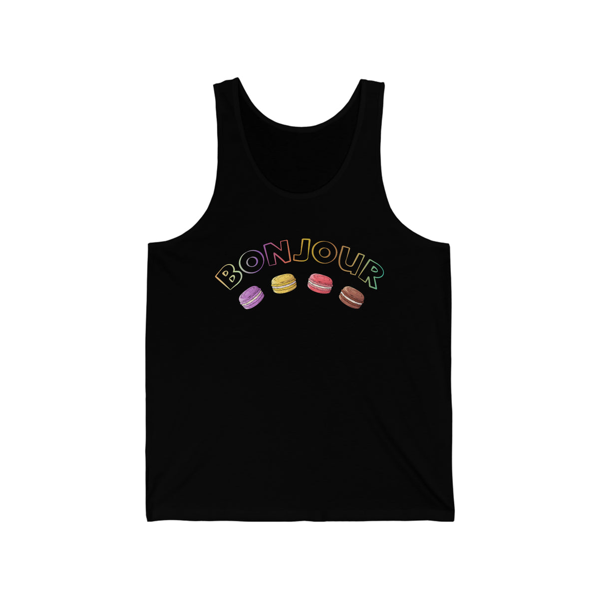 Bonjour French Macaron Cookie Baking Shirt | Macaron Baking Gift | Unisex Jersey Tank Top