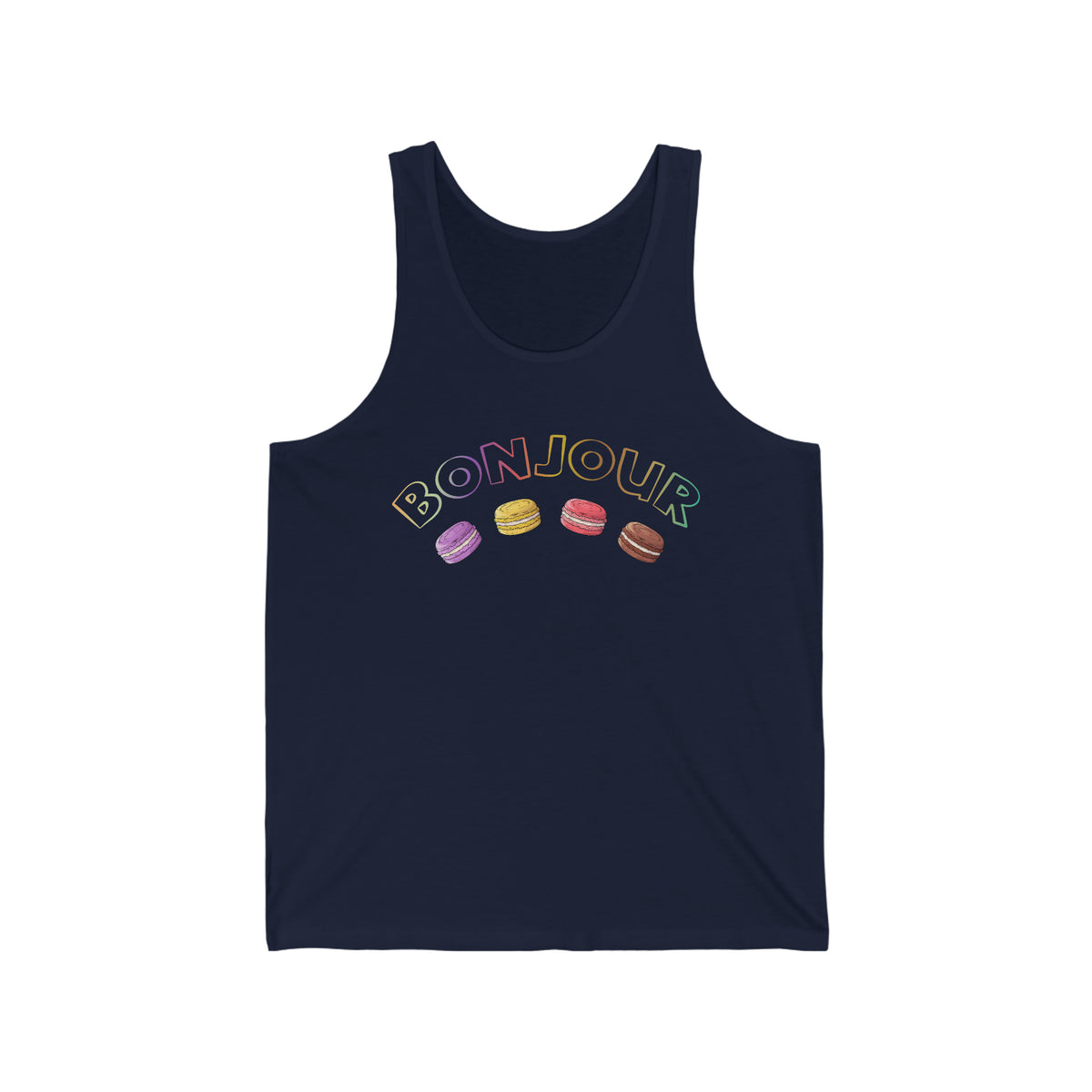 Bonjour French Macaron Cookie Baking Shirt | Macaron Baking Gift | Unisex Jersey Tank Top