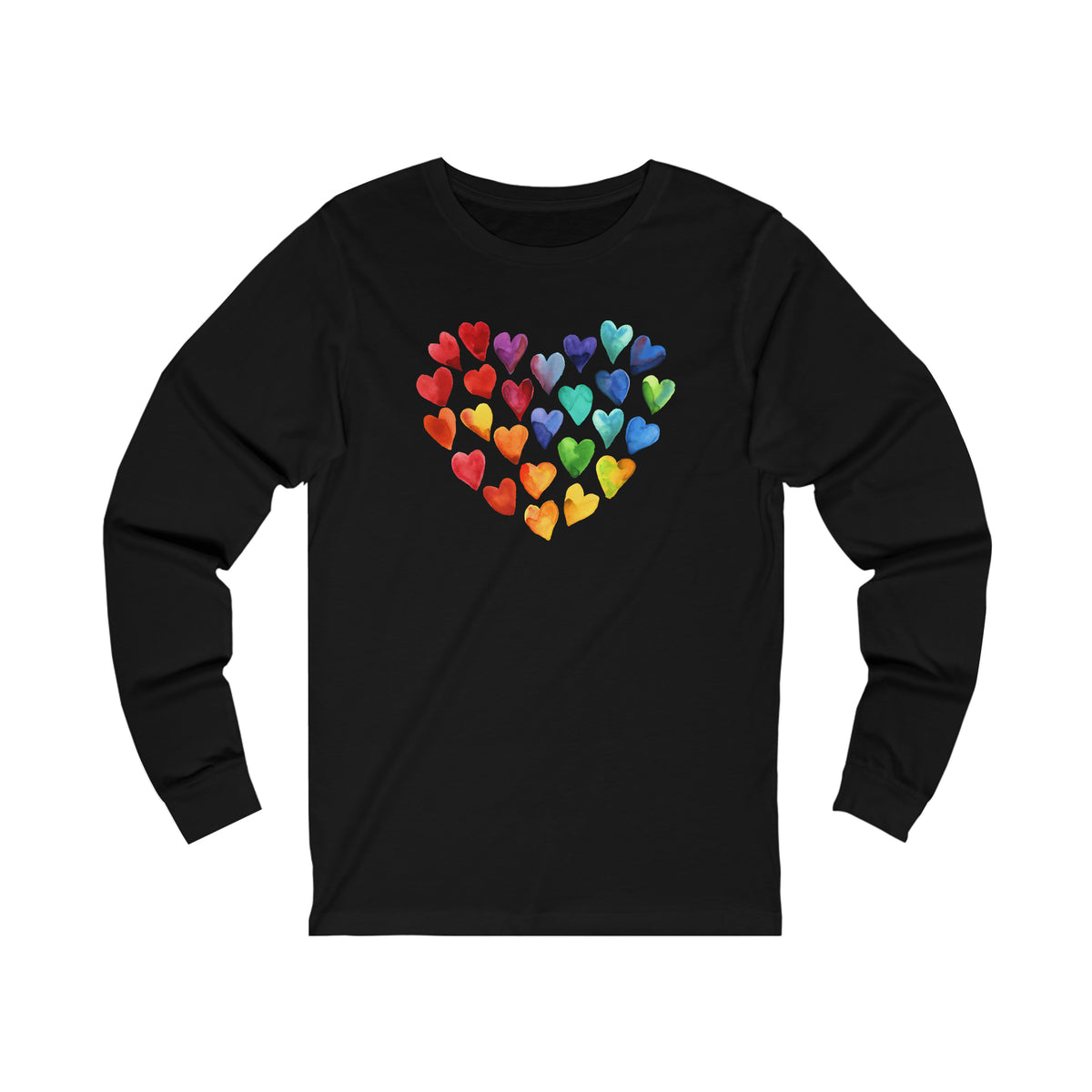 Watercolor Art Hearts Love Aesthetic Shirt | Valentine's Day Gift | Unisex Jersey Long Sleeve T-shirt