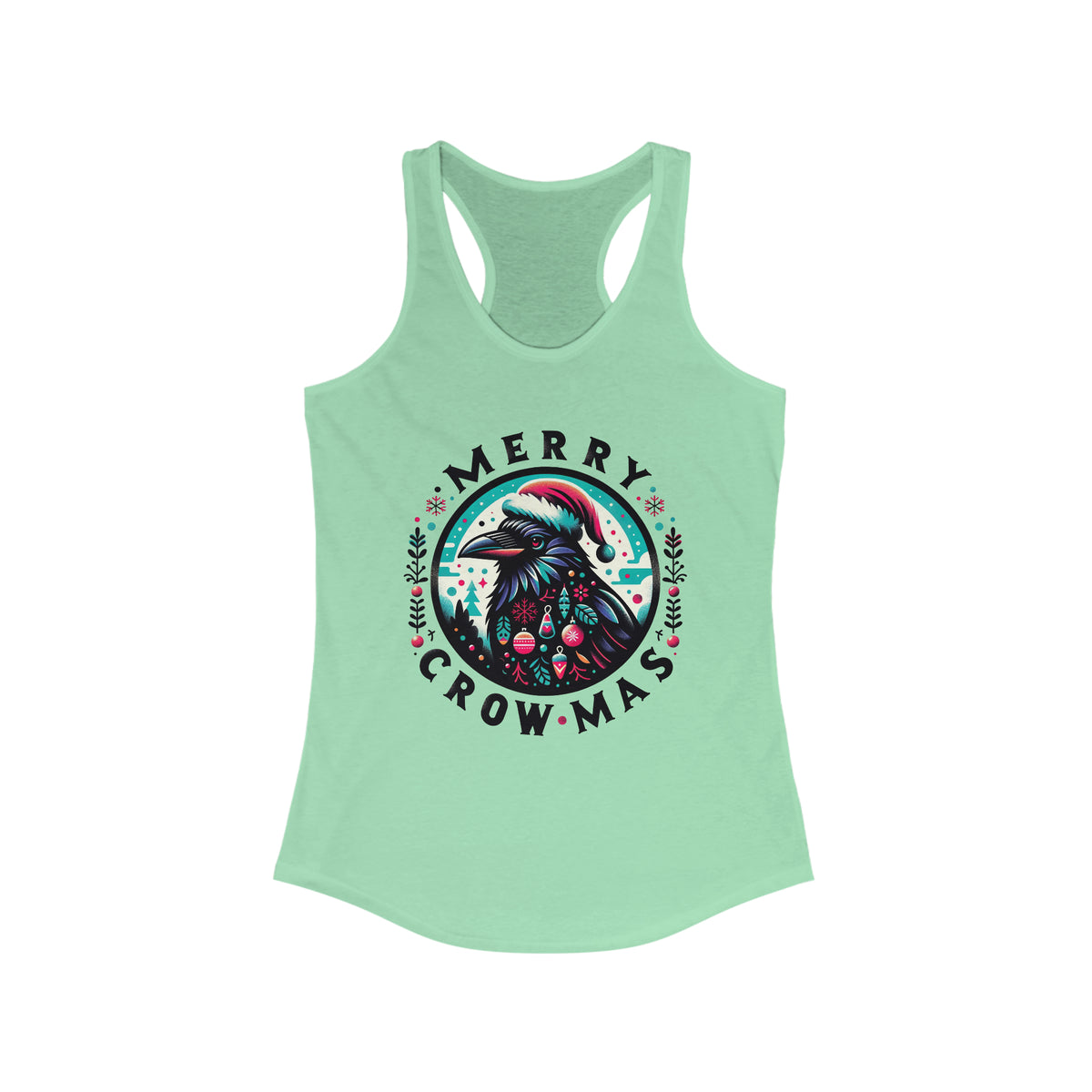 Merry Crow-mas Crow Christmas Shirt | Crow Animal Lover Gift | Christmas Crow | Women's Slim-fit Racerback Tank Top