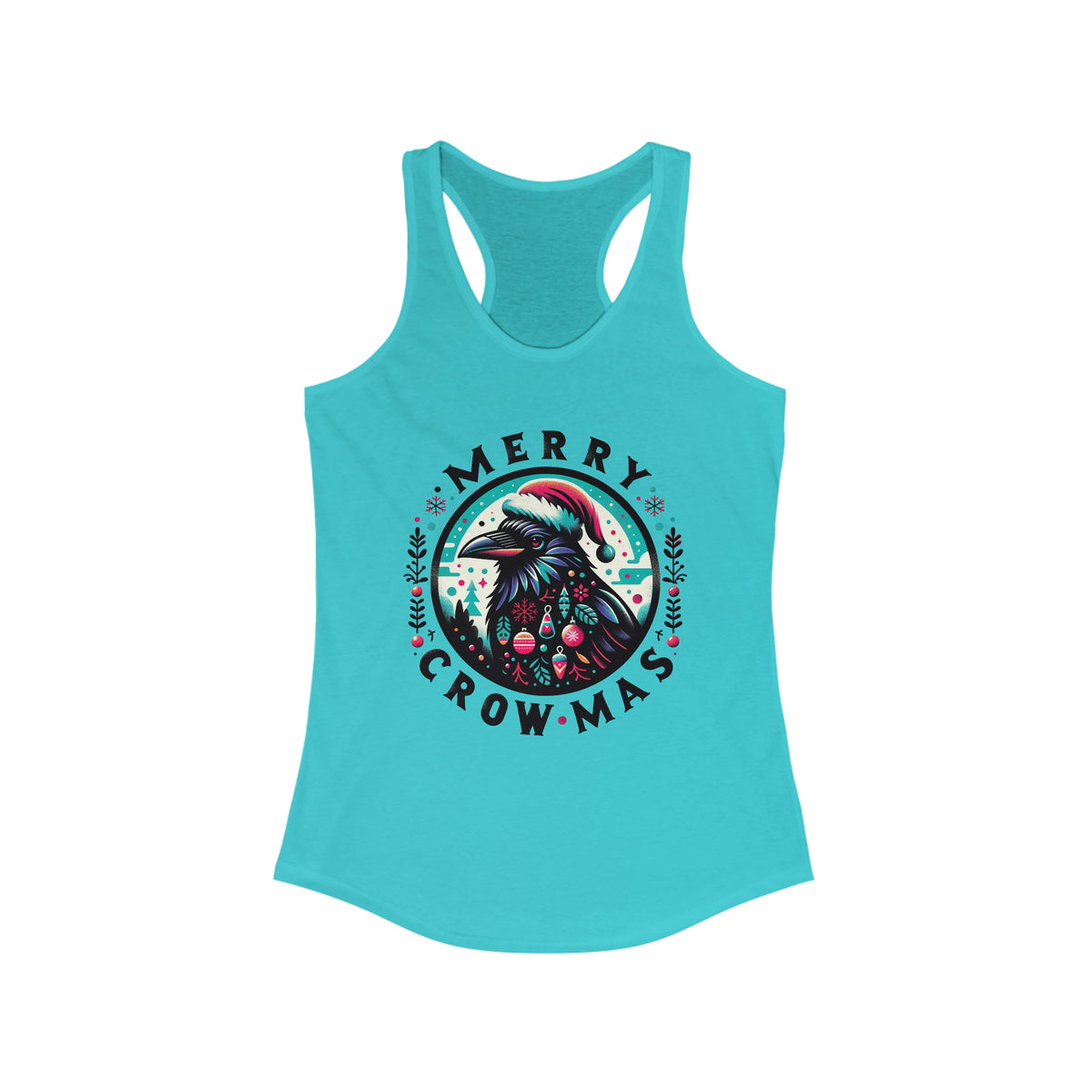 Merry Crow-mas Crow Christmas Shirt | Crow Animal Lover Gift | Christmas Crow | Women's Slim-fit Racerback Tank Top