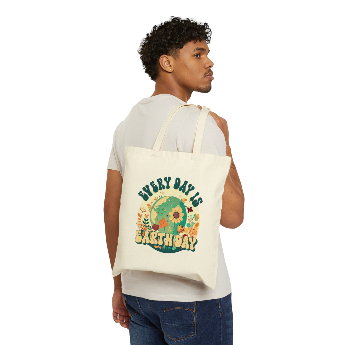 Every Day Is Earth Day Tote Bag | Mother Earth Flower bag | Nature Tote | Gift For Her | Cotton Canvas Tote Bag