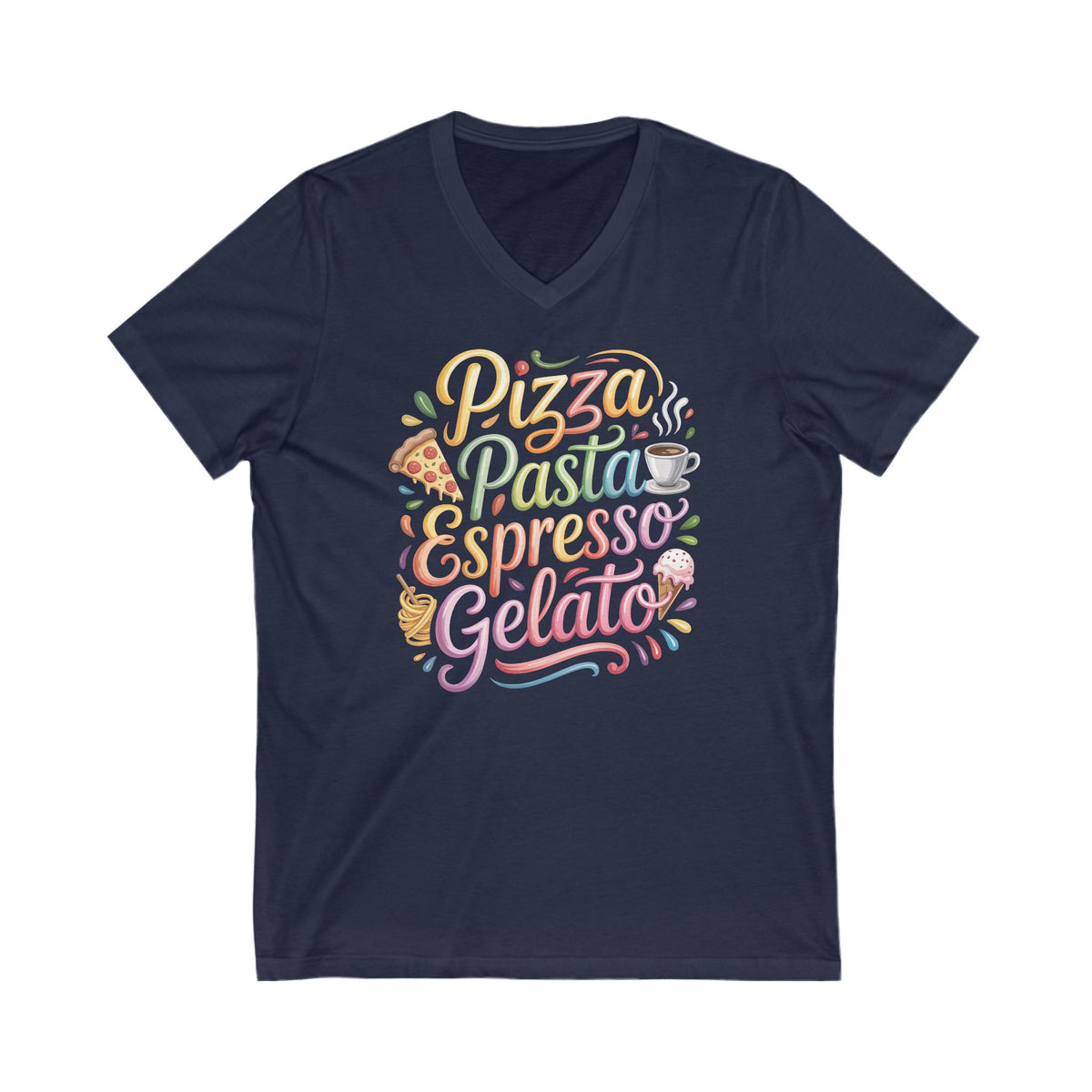 Pizza Pasta Espresso Gelato Italian Shirt | Italy Travel Lover Gift | Unisex Jersey V-neck T-shirt
