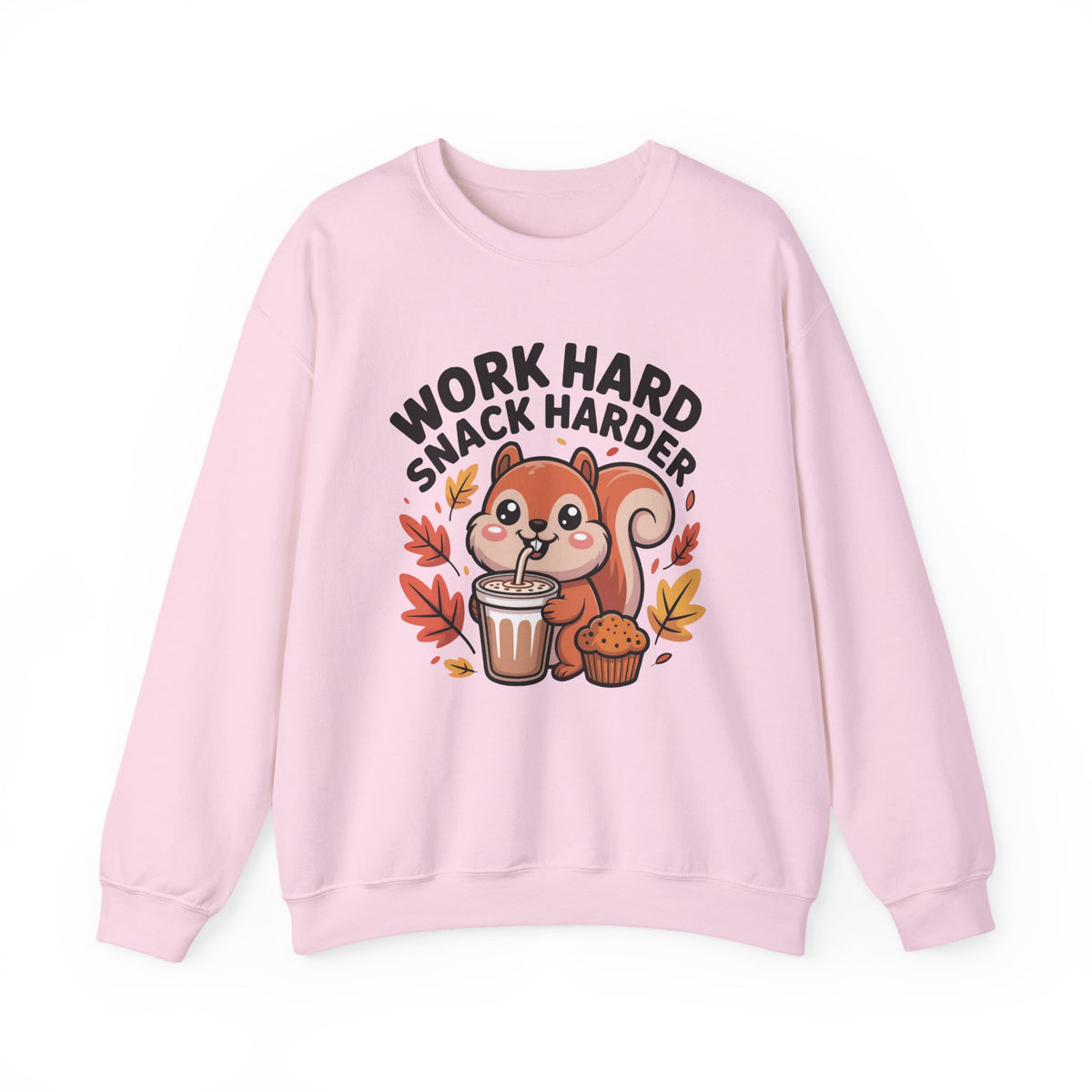 Work Hard Snack Harder Fall Chai Latte Shirt | Funny Squirrel Shirt | Unisex Crewneck Sweatshirt