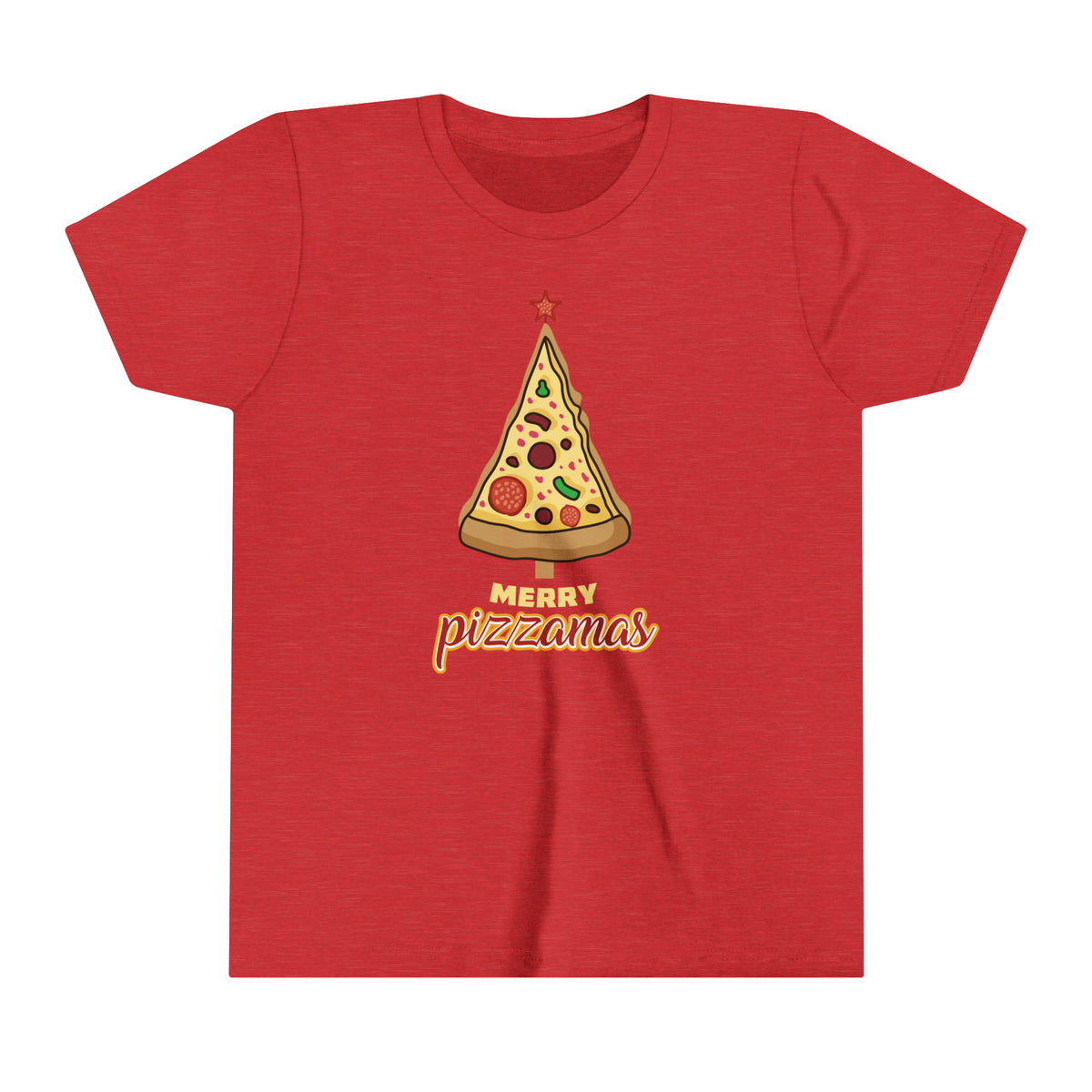 Merry Pizza Christmas Tree Shirt | Funny Pizza Lover Graphic Tees |Youth Short Sleeve Tee