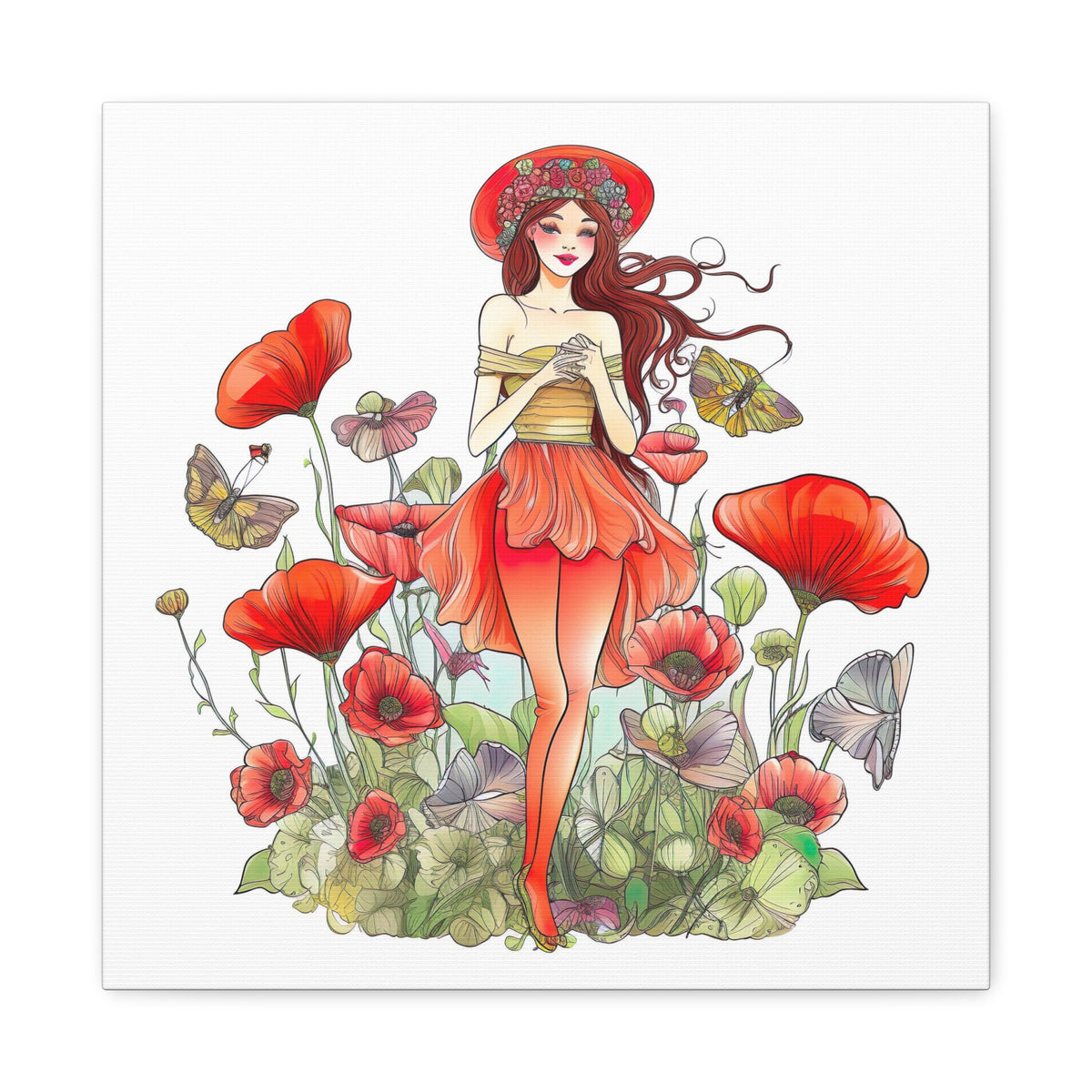 Poppy Art Print | Floral Wall Art | Stretched Canvas Art | Boho Home Decor | Poppies Art | Matte Canvas, Stretched, 1.25"