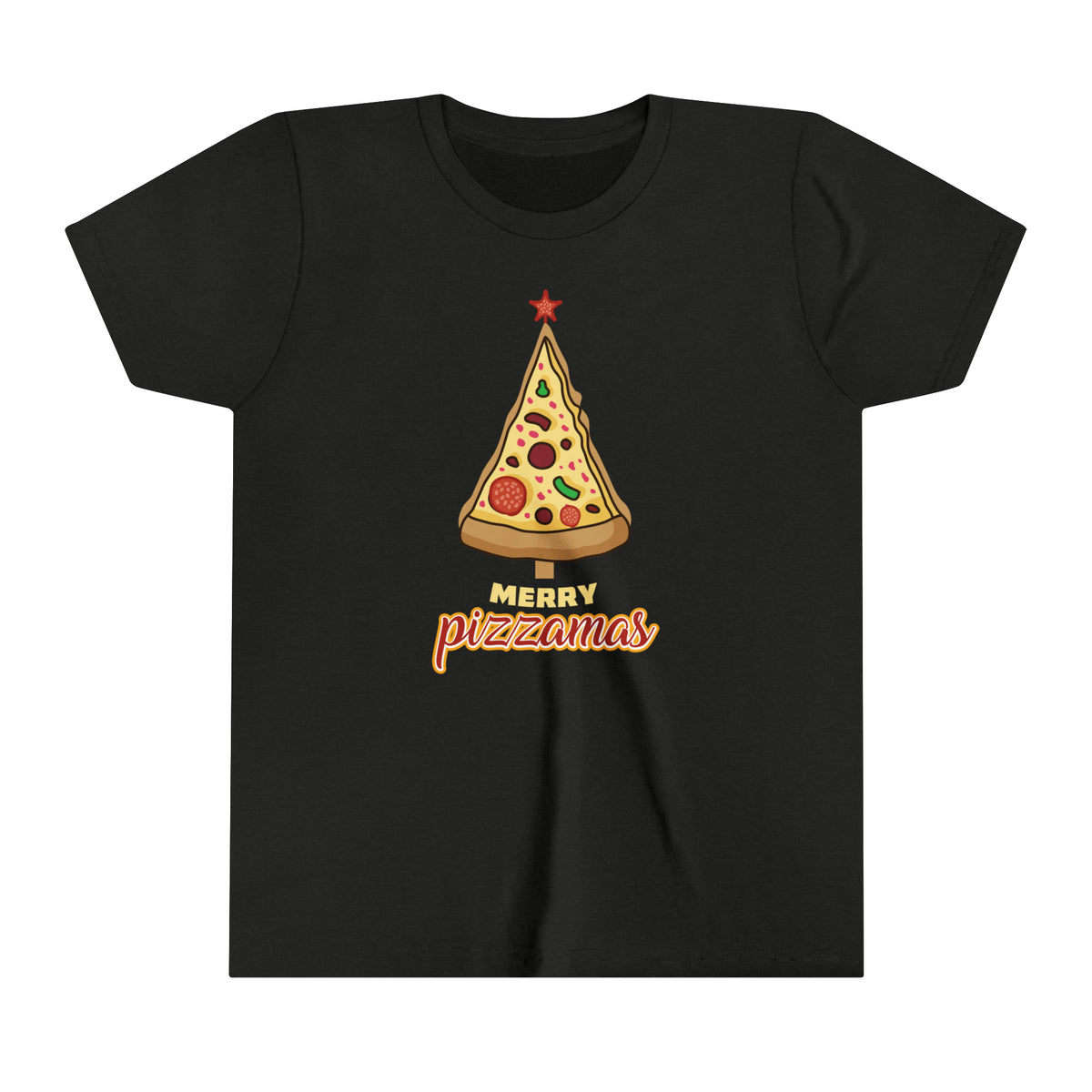Merry Pizza Christmas Tree Shirt | Funny Pizza Lover Graphic Tees |Youth Short Sleeve Tee