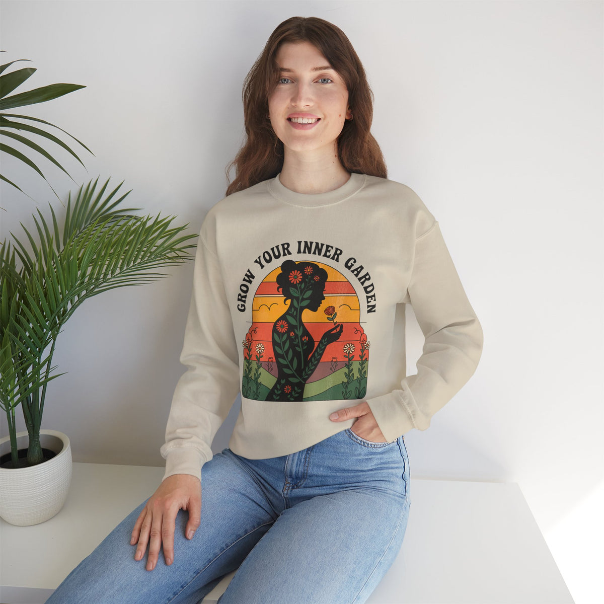 Grow Your Inner Garden Motivational Shirt | Self Care Shirt | Nature Lover Psychologist Gift | Unisex Crewneck Sweatshirt