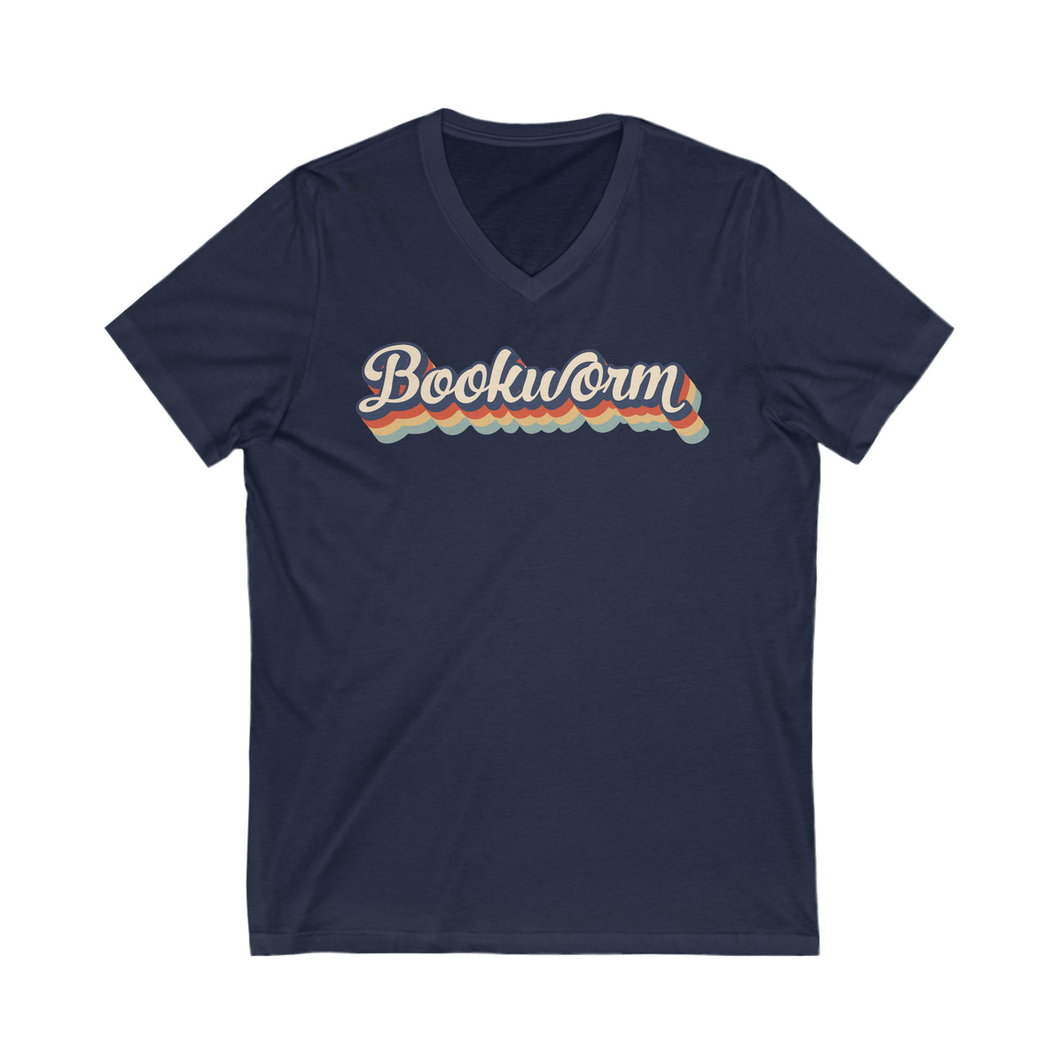 Retro Font Book Worm Book Lover Shirt | Bookish Reader Gift | Unisex V-neck T-shirt