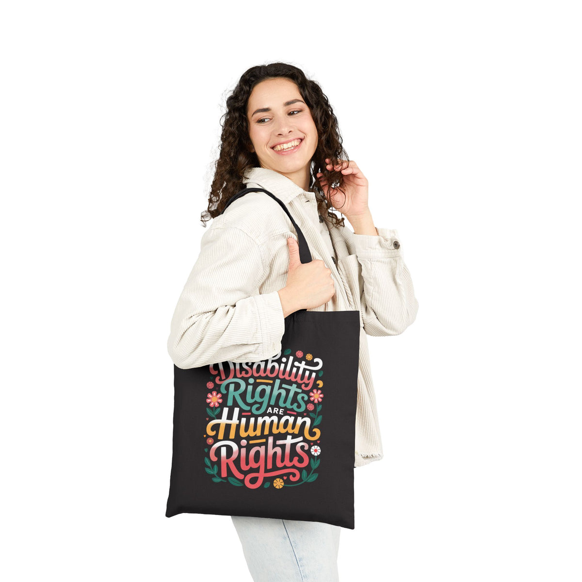 Disability Rights Human Rights Tote Bag | Disability Pride Inclusion Book Bag | Cotton Canvas Tote Bag