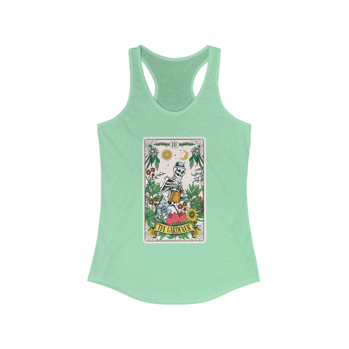 The Gardener Tarot Card Gardening Shirt | Tarot Card Gardener Gift | Women's Ideal Racerback Tank Top