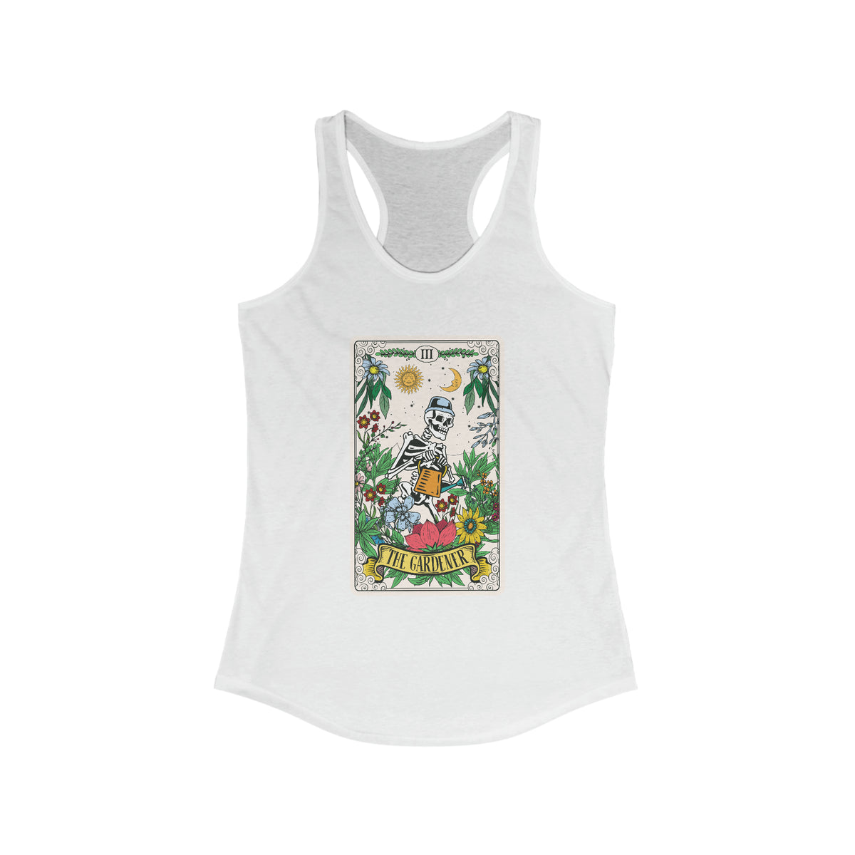 The Gardener Tarot Card Gardening Shirt | Tarot Card Gardener Gift | Women's Ideal Racerback Tank Top