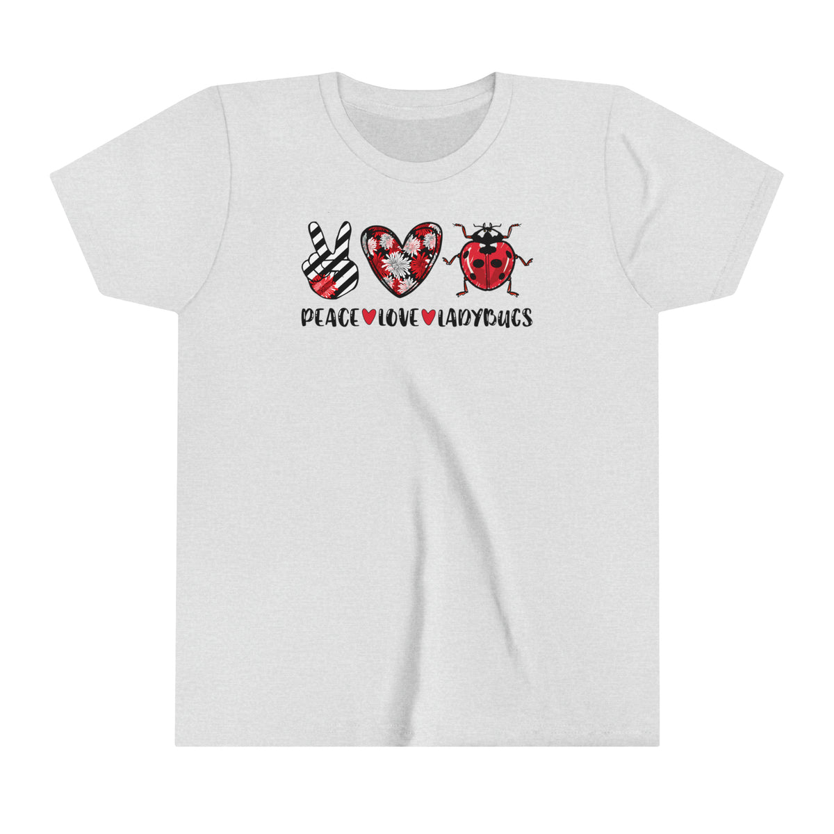 Peace Love Ladybugs Cute Lady Bug Shirt | Nature Gift | Youth Short Sleeve Tee