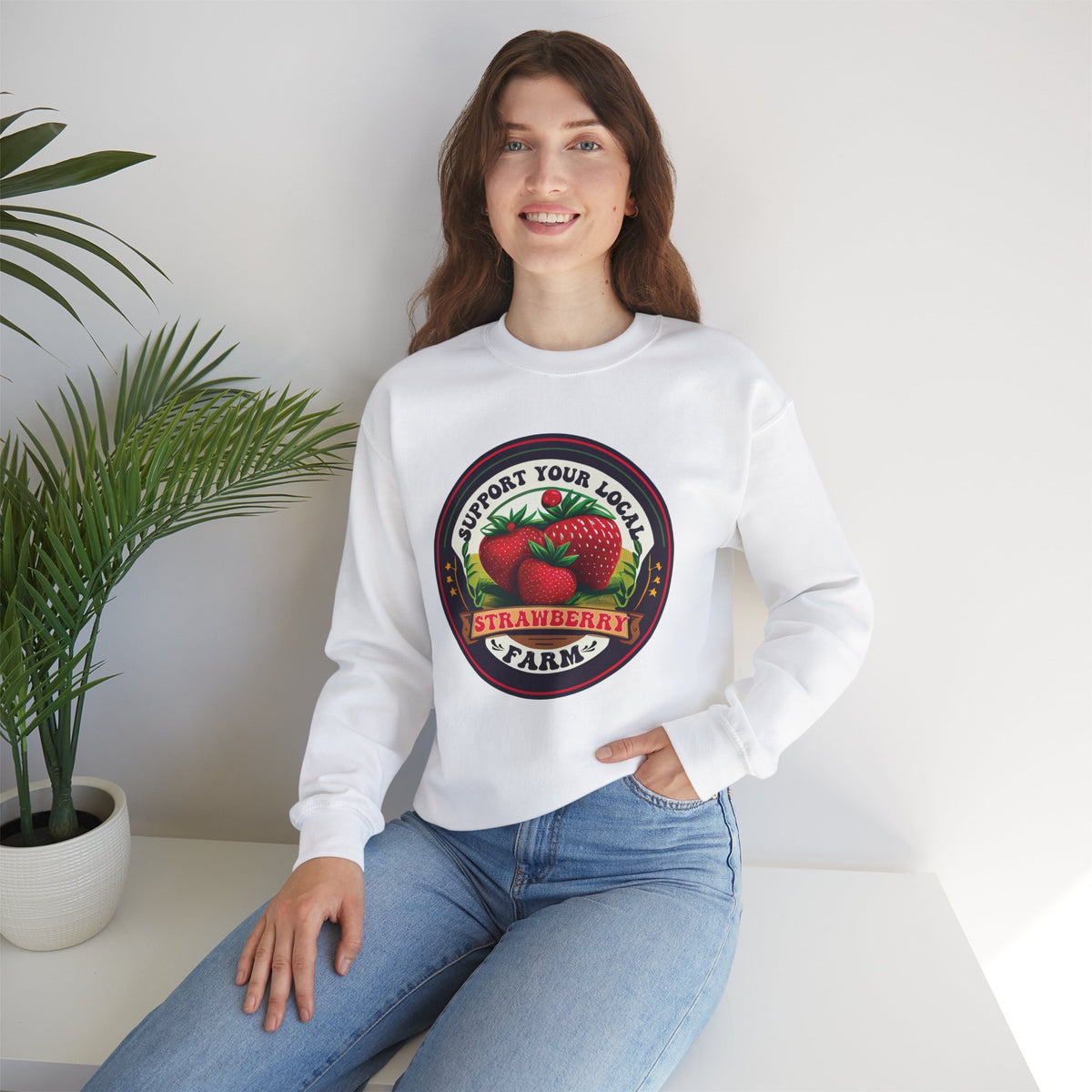 Support Your Local Strawberry Farm Shirt | Strawberry Shirt | Aesthetic Fruit Shirt | Cute Farm Gifts | Unisex Crewneck Sweatshirt