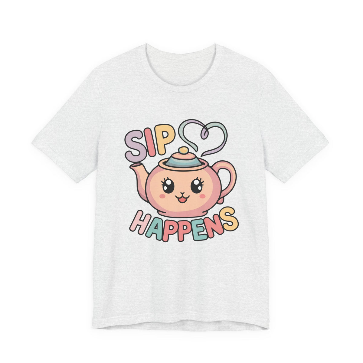 Sip Happens Kawaii Tea Shirt | Tea Lover Shirt | Unisex Jersey T-shirt