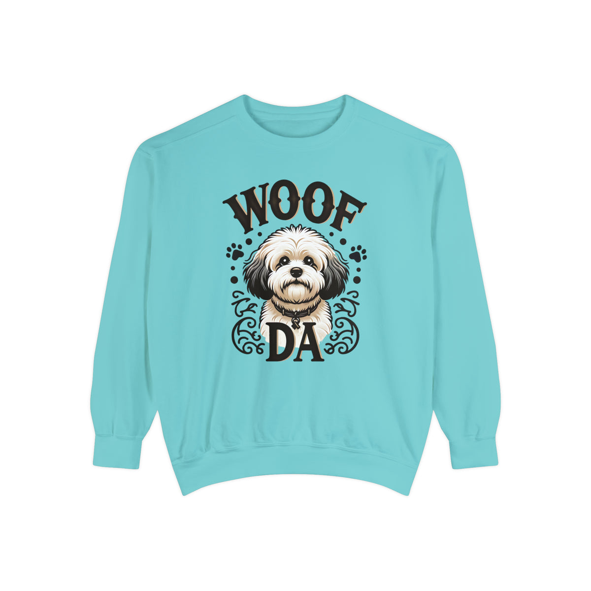 Woof Da Minnesota Dog Lover Shirt | Bichon Frisé Spaniel  Mix | Uff Da Norwegian Gift | Unisex Garment-Dyed Sweatshirt