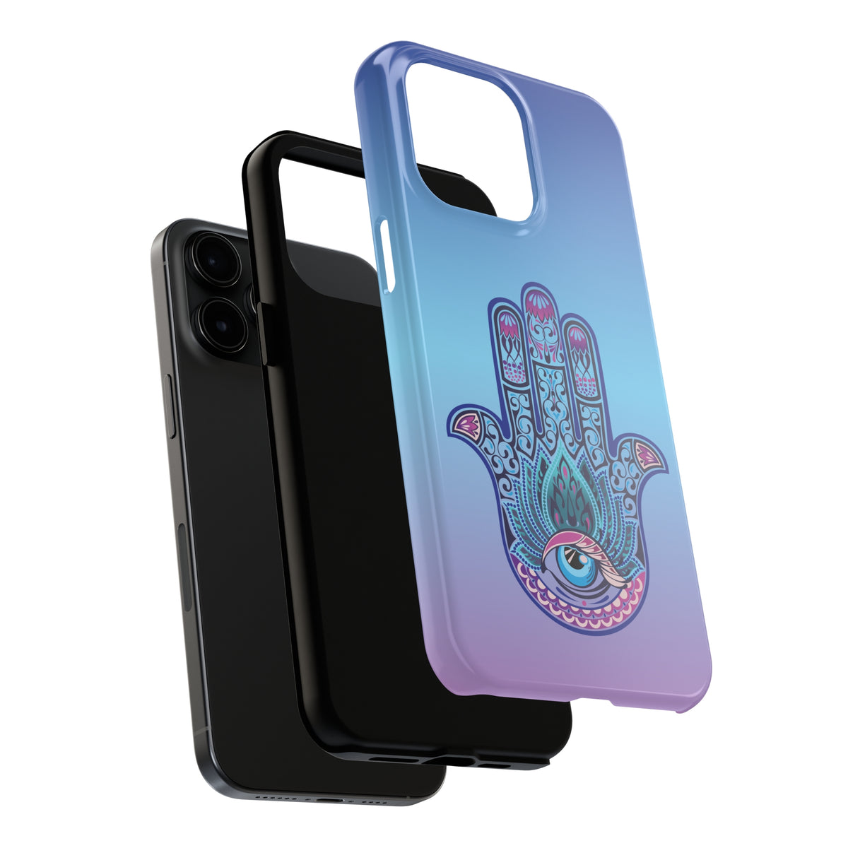 Purple Evil Eye Protection iPhone Case | iPhone 15 14 13 12 11 Phone Case | Hand of Fatima Gift | Tough Impact-resistant Phone Case