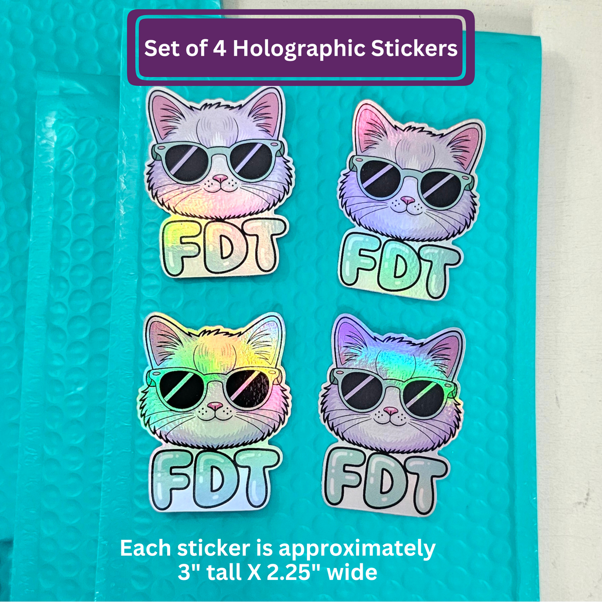 FDT Anti Trump Cat Stickers | Holographic Sticker Set