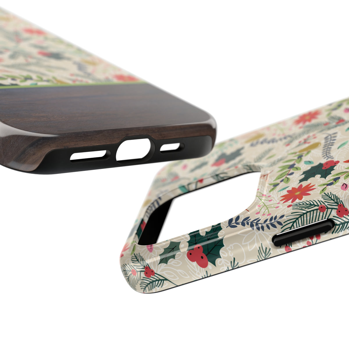 Vintage Christmas iPhone Case | iPhone 15 14 13 12 11 Phone Case | Christmas Holly Gift | Tough Impact-resistant Phone Case