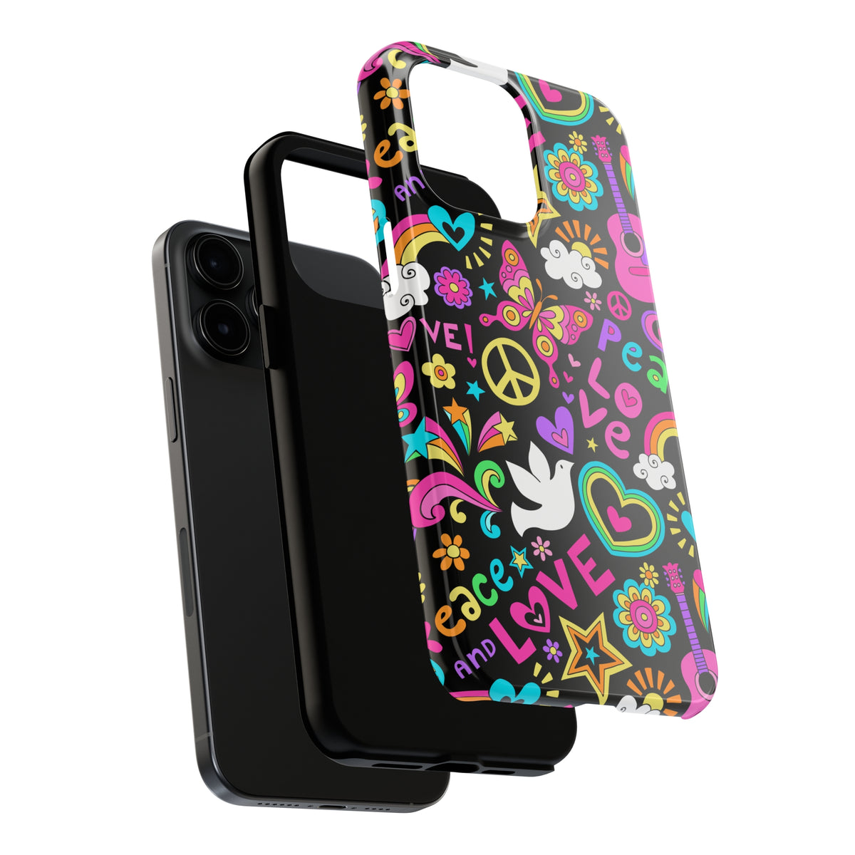 Peace Sign Retro 70s iPhone 15 14 13 12 11 Case (all models) | Peace Love Pattern | Tough Phone Case
