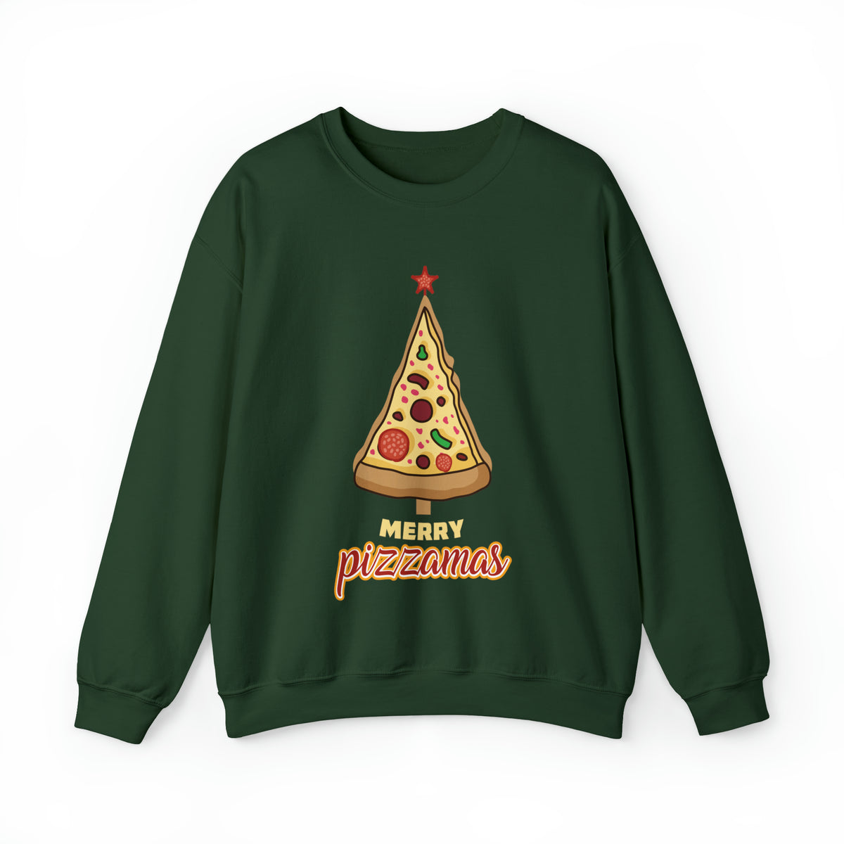 Merry Pizza Christmas Funny Shirt | Pizza Lover Gift | Unisex Heavy Blend Crewneck Sweatshirt