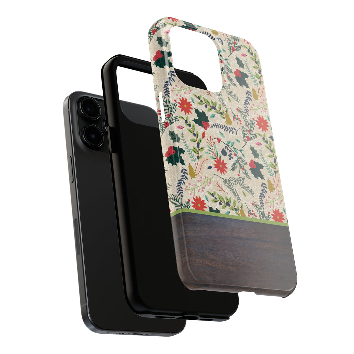 Vintage Christmas iPhone Case | iPhone 15 14 13 12 11 Phone Case | Christmas Holly Gift | Tough Impact-resistant Phone Case