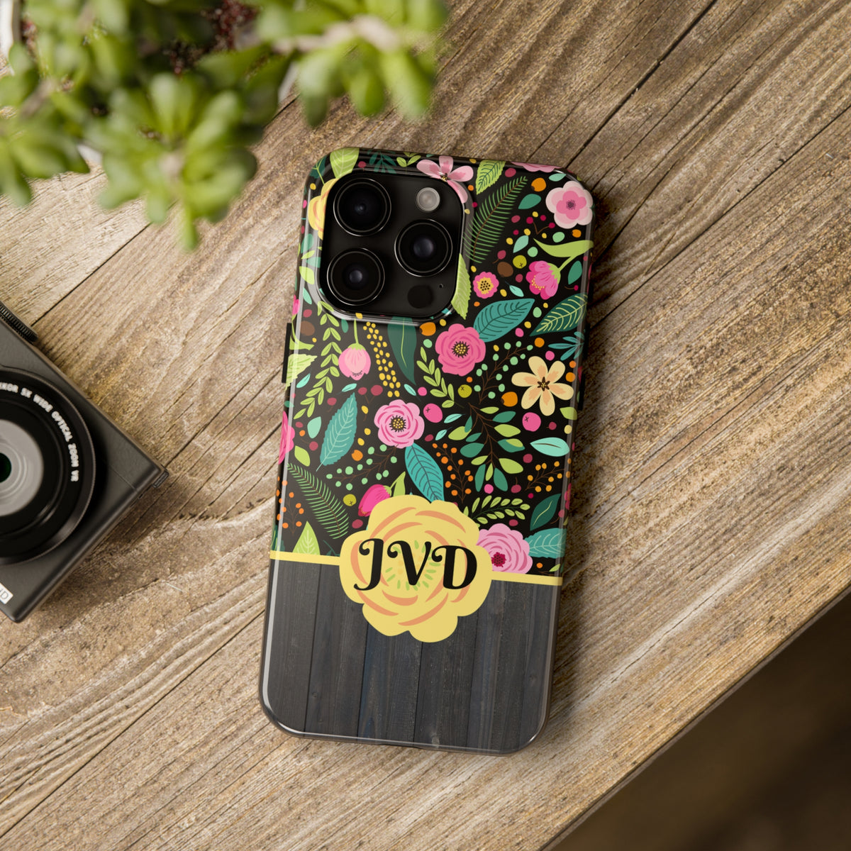 Roses Monogram iPhone Case 15 14 13 12 11 | Personalized Gift 