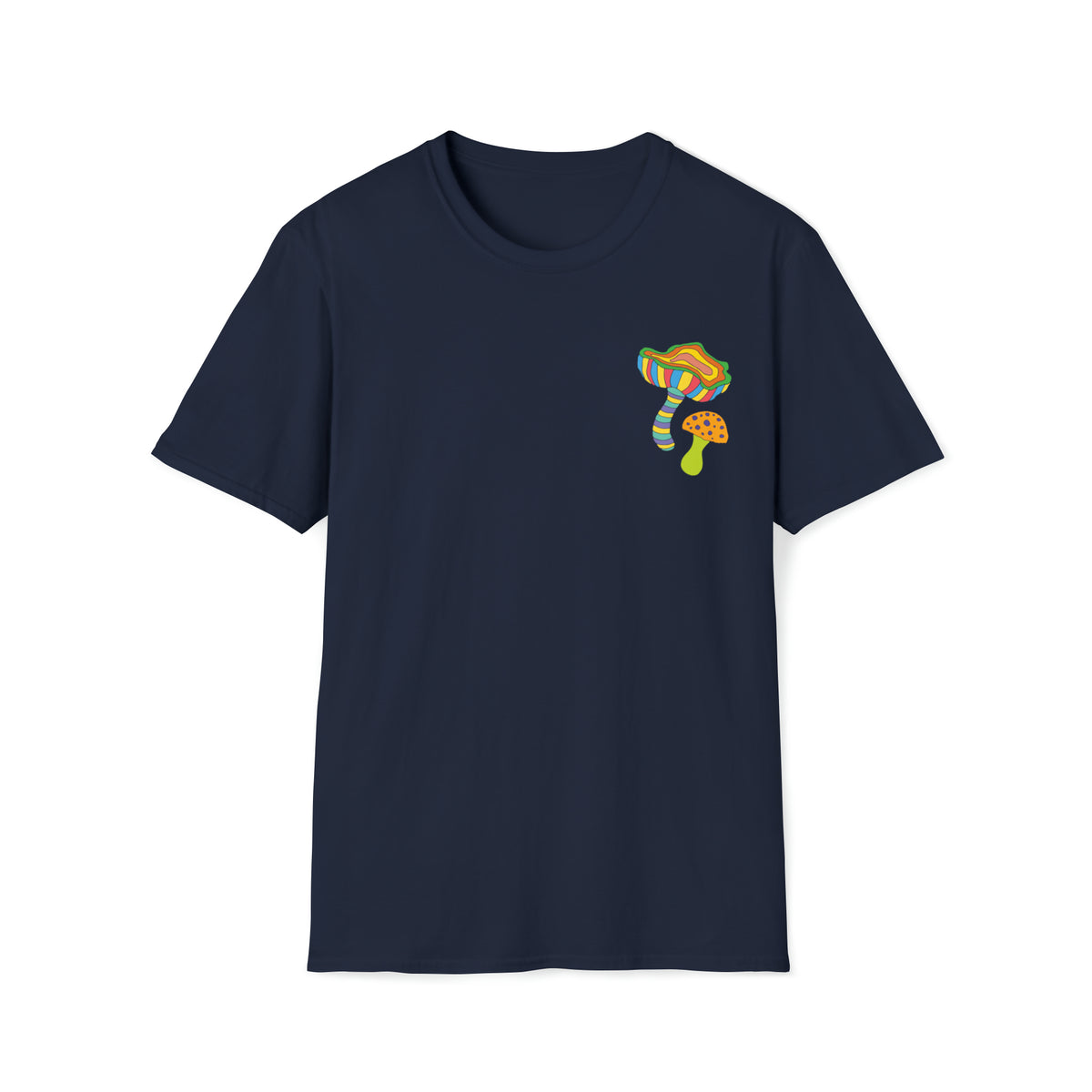 Magic Mushroom Neon Fantasy Pocket Tee Shirt | Mushroom Gift | Unisex Softstyle T-Shirt