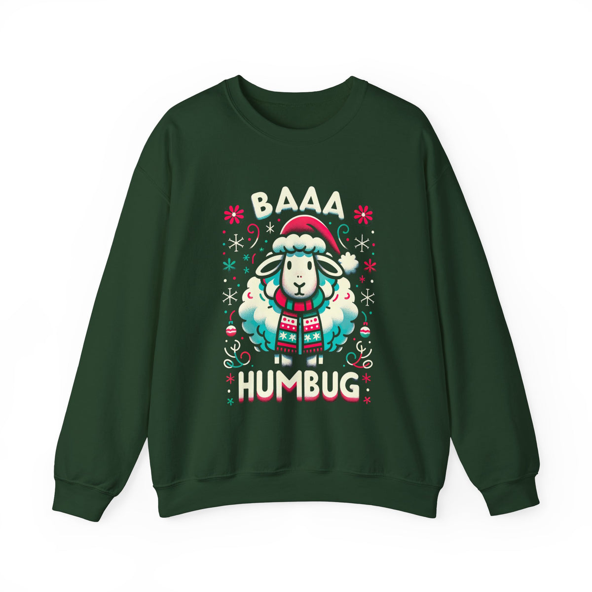 Baaa Humbug Cute Sheep Christmas Sweatshirt | Funny Bah Humbug Christmas Gift | Unisex Crewneck Sweatshirt