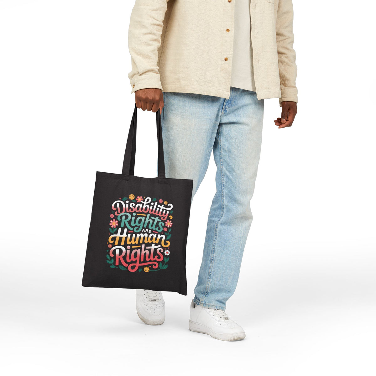 Disability Rights Human Rights Tote Bag | Disability Pride Inclusion Book Bag | Cotton Canvas Tote Bag