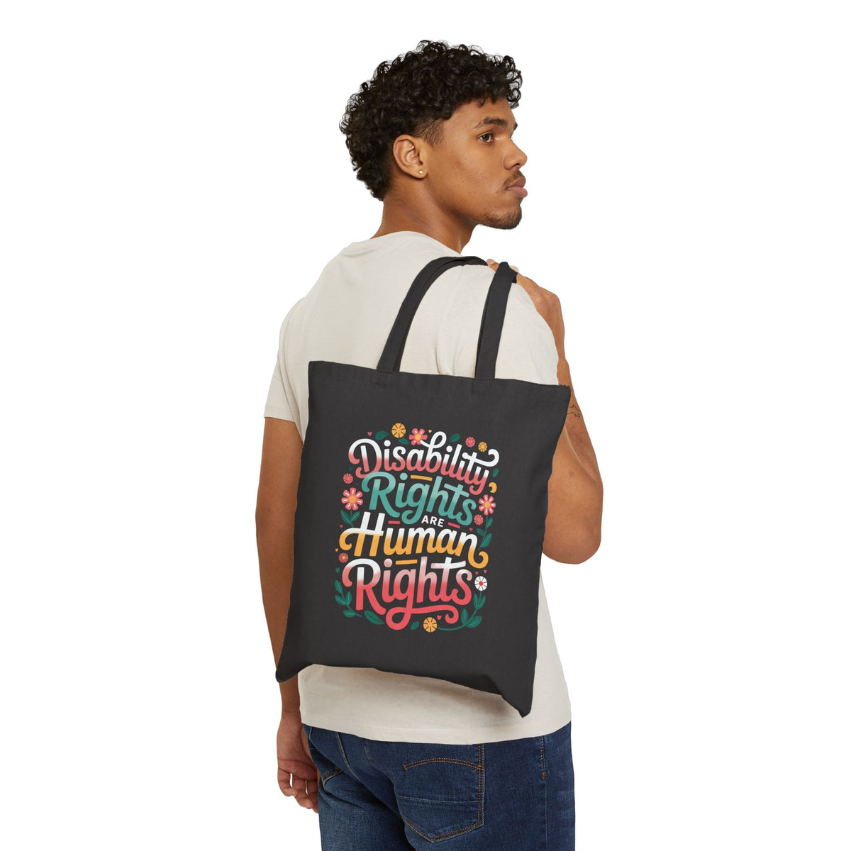 Disability Rights Human Rights Tote Bag | Disability Pride Inclusion Book Bag | Cotton Canvas Tote Bag