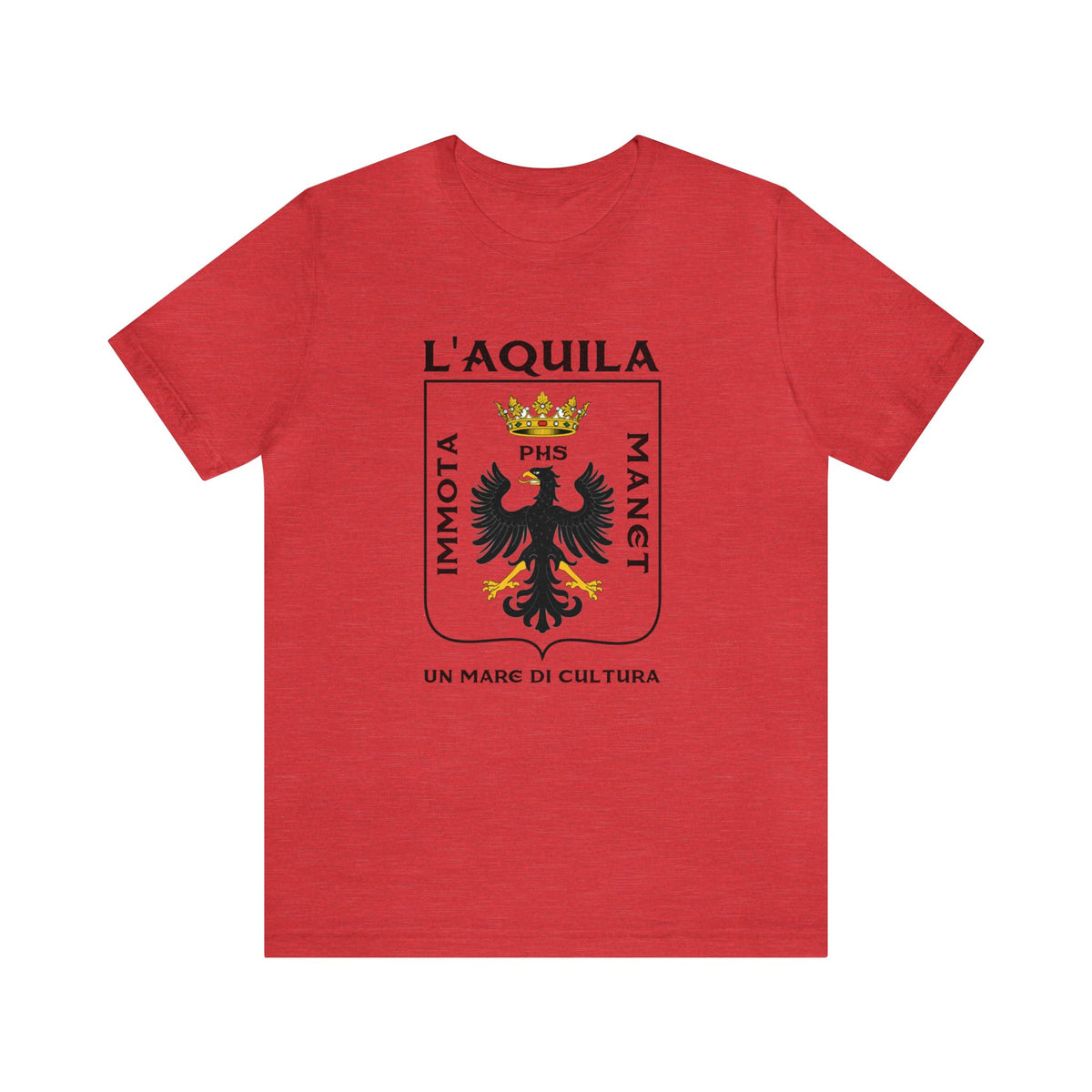 L'Aquila Italy Coat of Arms Shirt | Abruzzo Italian Travel Lover Gift || Bella Canvas Unisex Jersey T-shirt