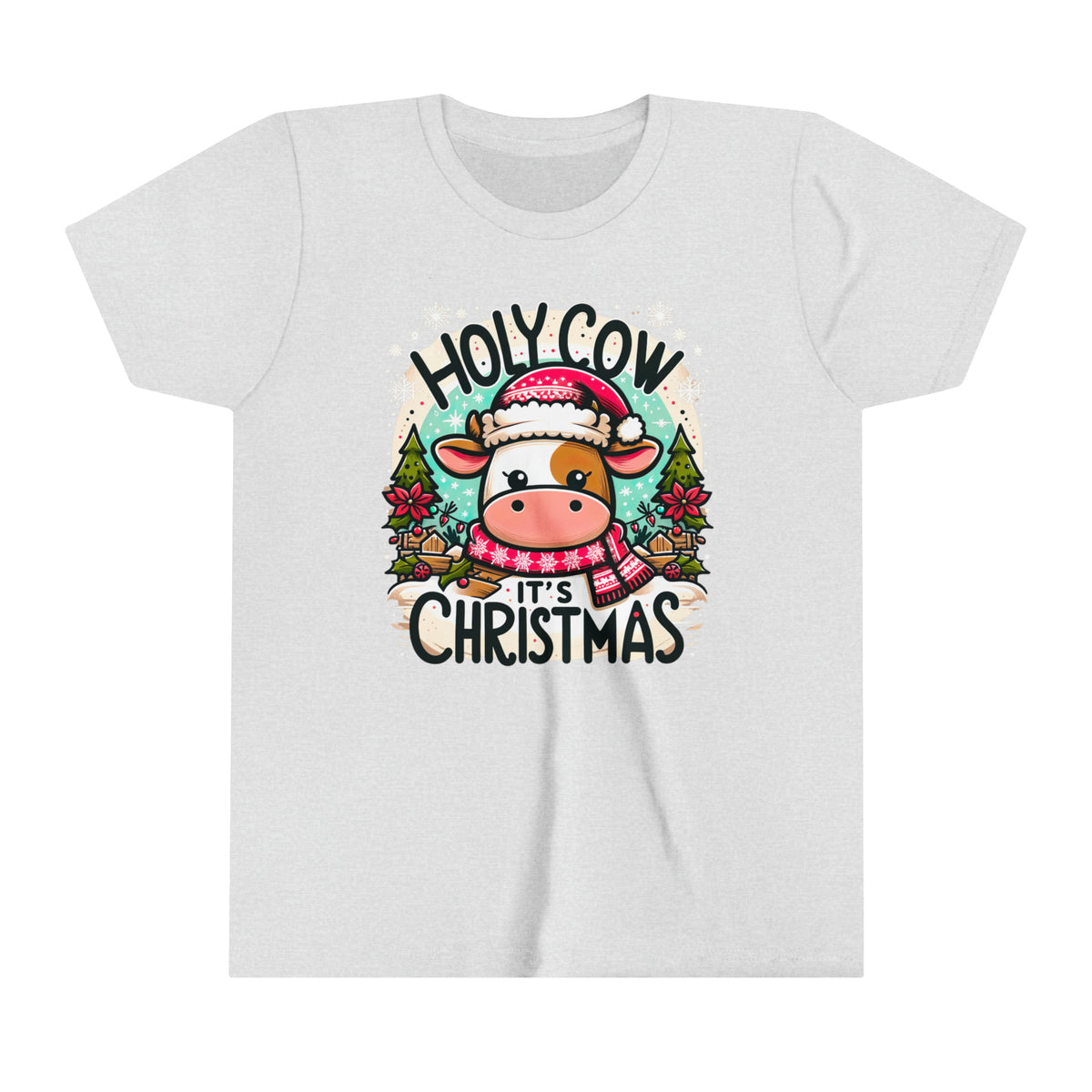 Holy Cow It's Christmas Shirt | Cute Cow Shirt | Farm Girl Gift | Cow Christmas Shirt | Youth Jersey T-shirt