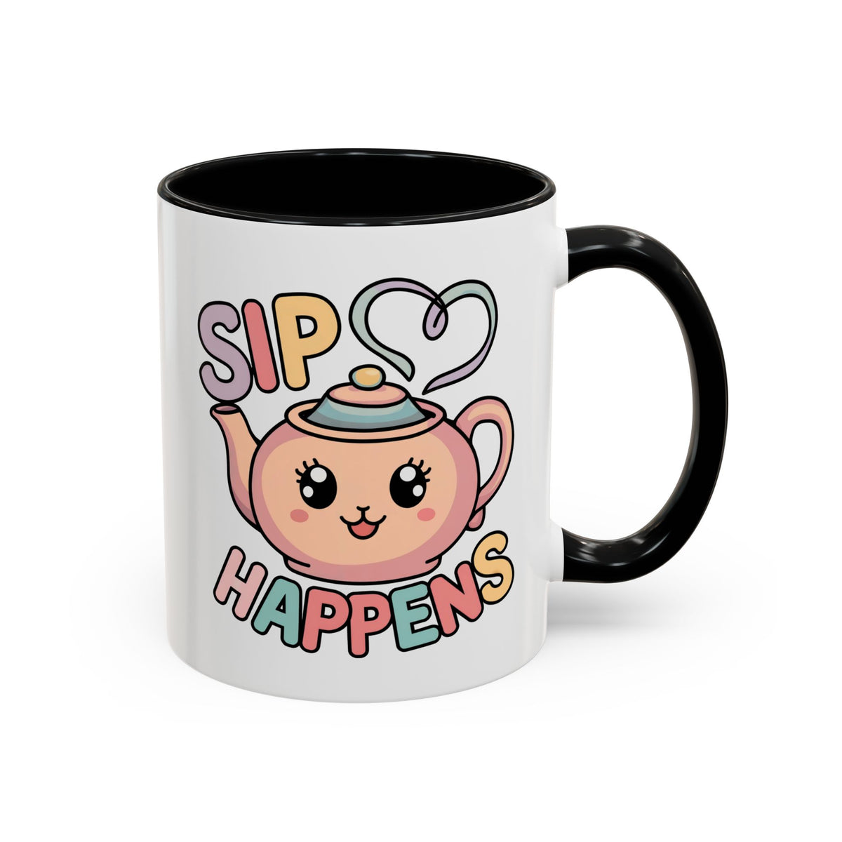 Sip Happens Karaii Tea Coffee Mug | Tea Lover Coffee Cup | 11 oz. Accent Colors Ceramic Coffee Mug