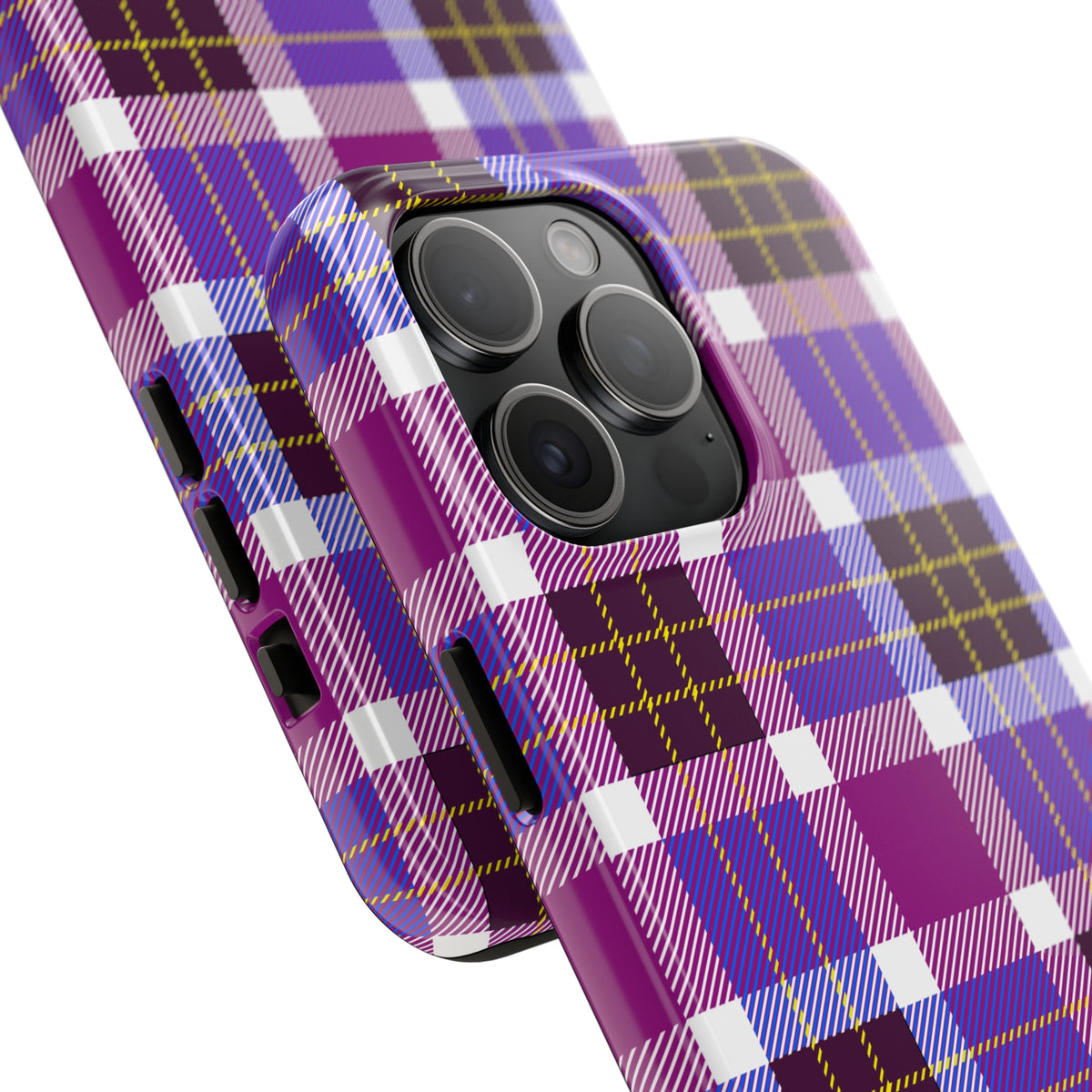 Holiday Purple Plaid iPhone Case | iPhone 15 14 13 12 11 Phone Case | Purple Christmas Gift | Tough Impact-resistant Phone Case