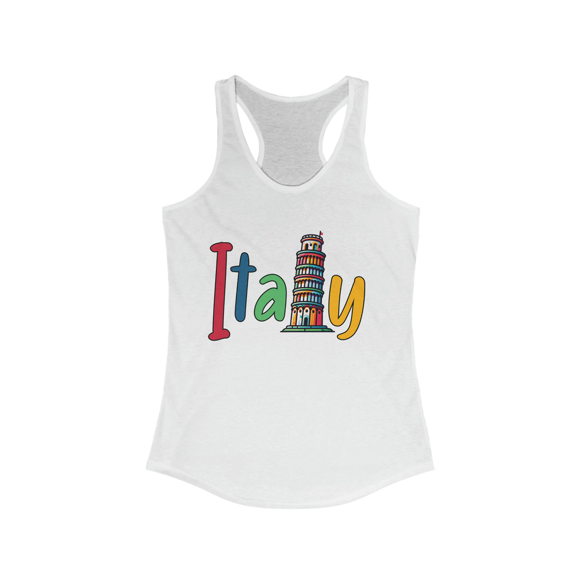 Cute Italy Trip shirt | Italy Vacation Shirt | World Traveler Italian Gift | Leaning Tower of Pisa | Women's Slim-fit Racerback Tank Top