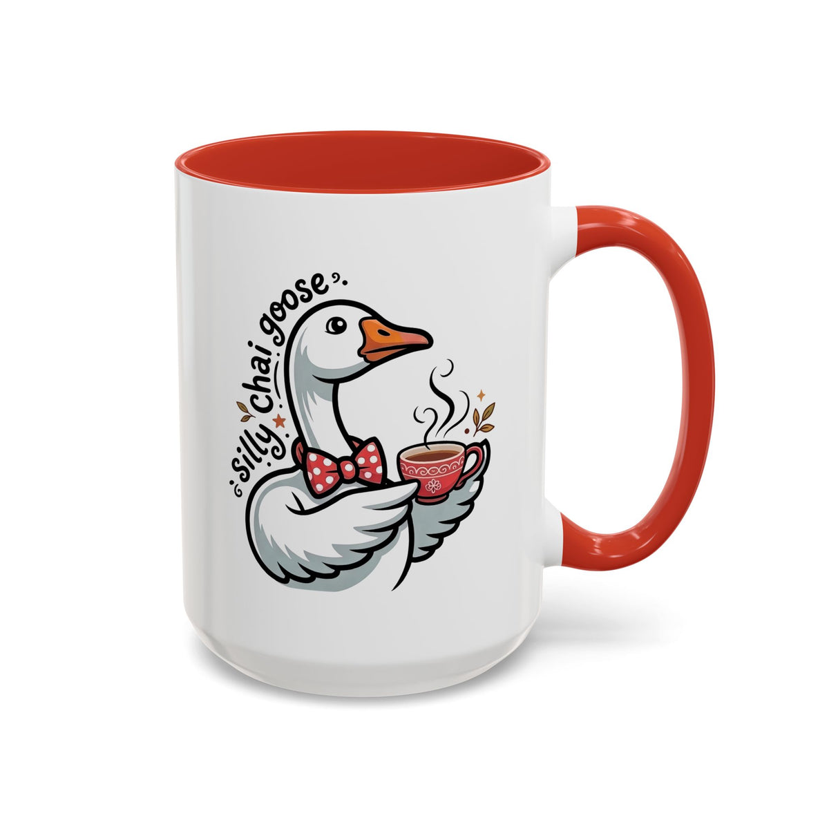 Silly Chai Goose Accent Mug | Funny Goose Meme Coffee Cup | Chai Tea Lover Gift | 11oz 15oz Red Black Mug