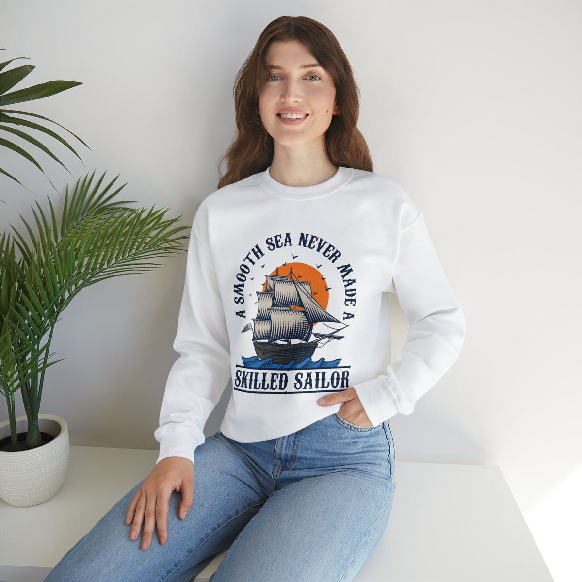 Smooth Seas School Psychology Shirt | Ocean Lover Sailor Shirt | Motivational Gift |  Unisex Crewneck Sweatshirt